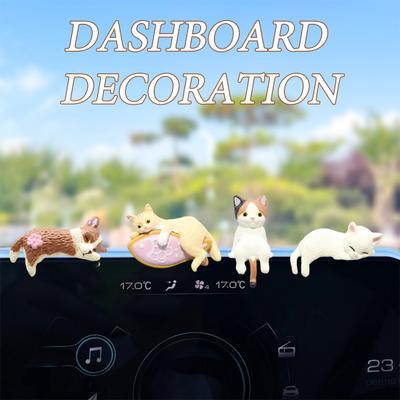 Car Ornament Lightweight Mini Cat Figurine Computer Monitor Office Desk Decoration Car Dashboard Accessories