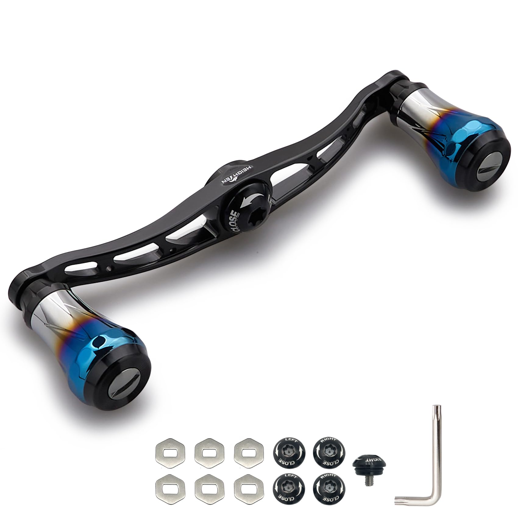 

HEIGHTEN Baitcasting Reel Handle for Abu Aviation Aluminum Aurora Series V2.0 90mm/105mm/115mm Shimano, Daiwa, Garcia, (V2.0-115mm - Black) (0072)