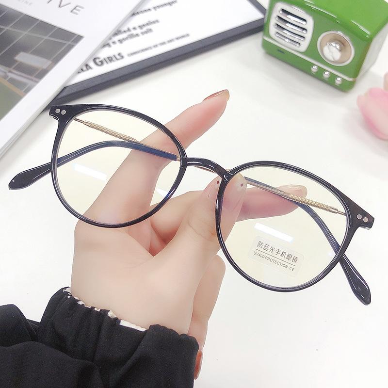 Anti-Blue Flat Glasses Retro Cold Brown Color-Changing Glasses Plain Artifact Wind Finished Myopia Glasses