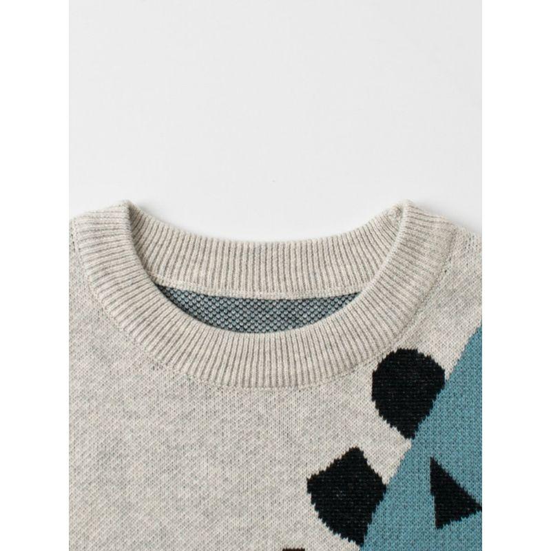 Autumn and Winter Children's round Collar Sweater Boy Pullover Knitwear Baby Boy Dinosaur Cotton Korean Style Cartoon Clothes