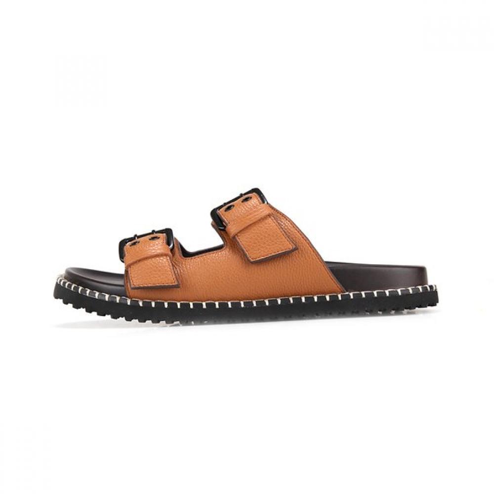 Barbara Leather Buckle Decoration Men S Mule Slide 1.5cm 2 colorS Bmi301