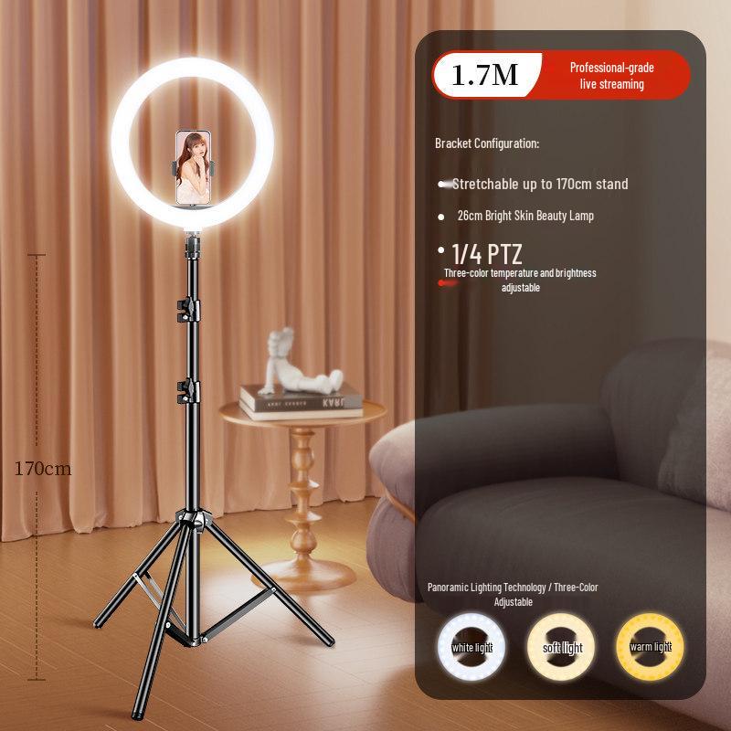 Professional Desktop Ring Light Stand for Streamers - Large Aperture Beauty & Selfie Light