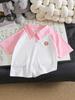 Children's Two-Tone Polo Collar Short Sleeve Sporty Summer Top