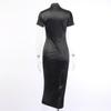 2025 New Collection Vintage Dark Gothic Chinese Knot Buttons Short Sleeve Dress Chinese Style High Waist Split Dragon Print Slim Cheongsam