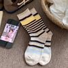 Women Autumn New Retro Color Stripes In The Tube Stack Socks