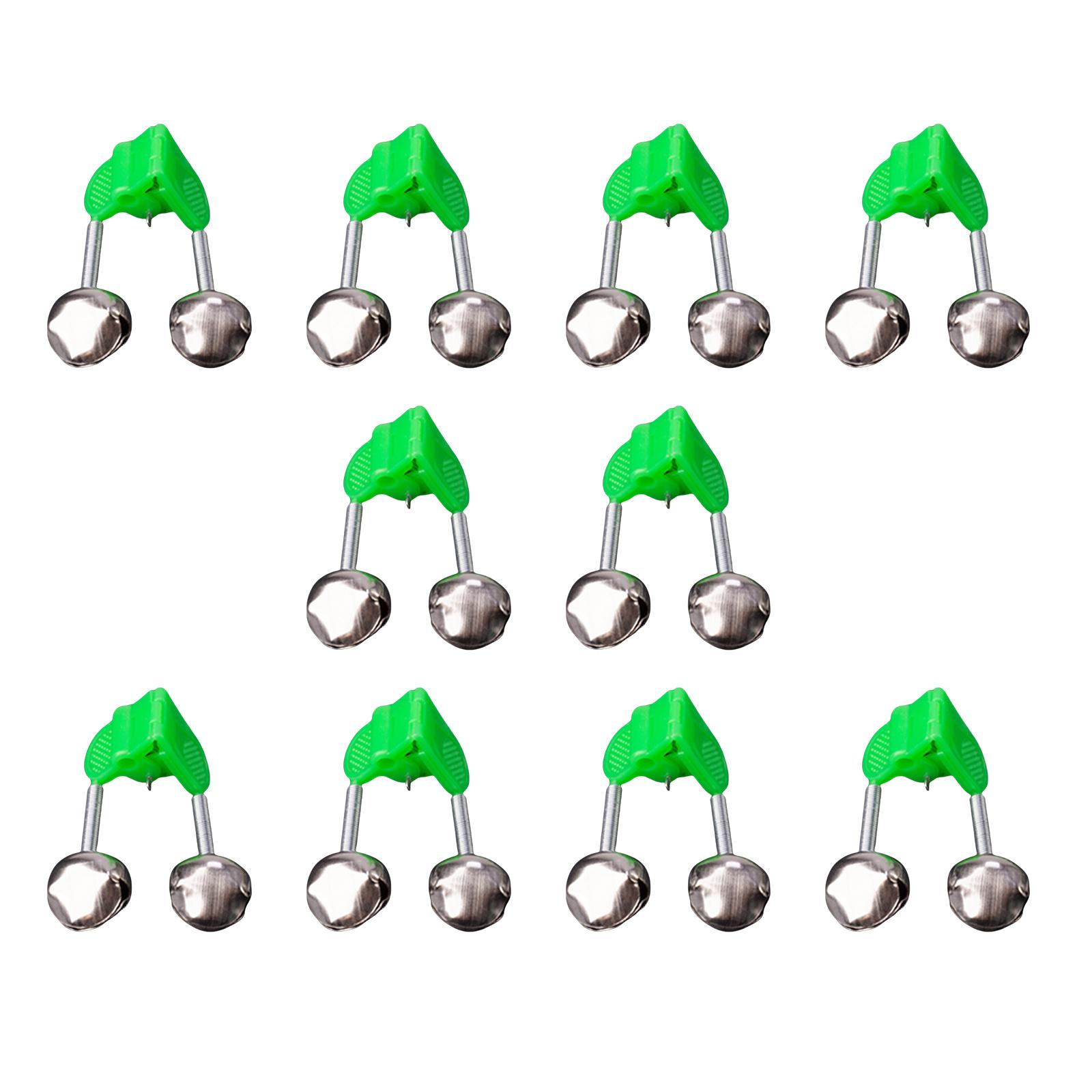 

10Pcs Fishing Rod Alarm Bells Loud Alarm Double Alert Bell Plastic Clamp Fishing Rod Bite Baits Alarm with Twin Bells A