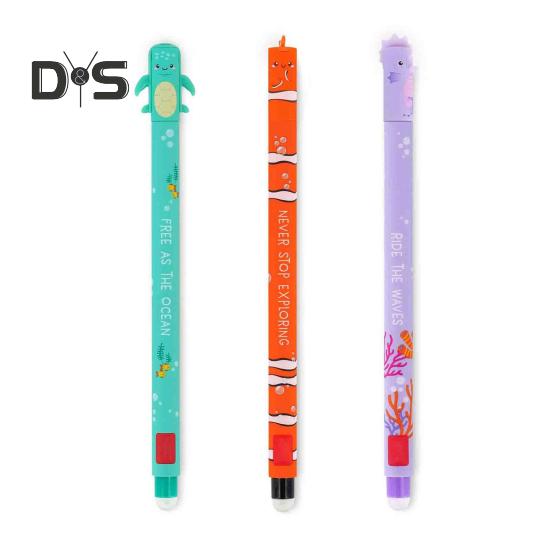 

3 шт. стираемые гелевые ручки с чернилами, мультяшный морской конек, рыба-клоун, черепаха, стираемая шариковая ручка со встроенным ластиком, ручка-роллер для школы, канцелярских принадлежностей 0.5mm 1 Set