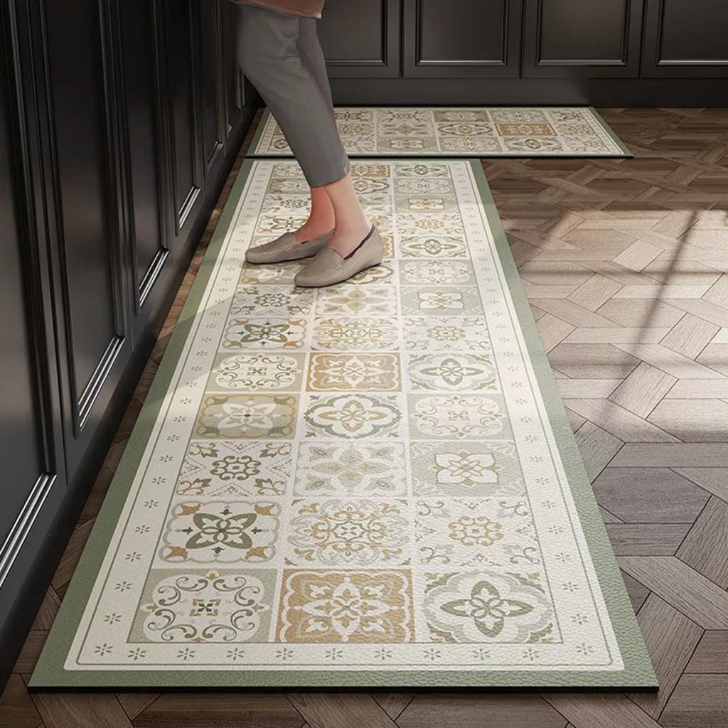 Anti-slip Rugs Kitchen Floor Mat Geometric Pattern Plaid Long Rug Oil-proof Waterproof Non-slip Carpet Home Decor