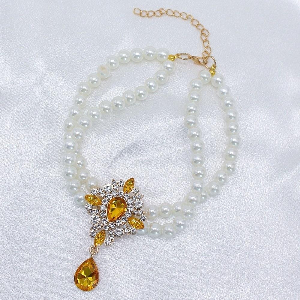 

Vintage Pet Pearl Collar Adjustable Cat Neck Chain Fashion Dog Princess Necklace Prom Costume XS