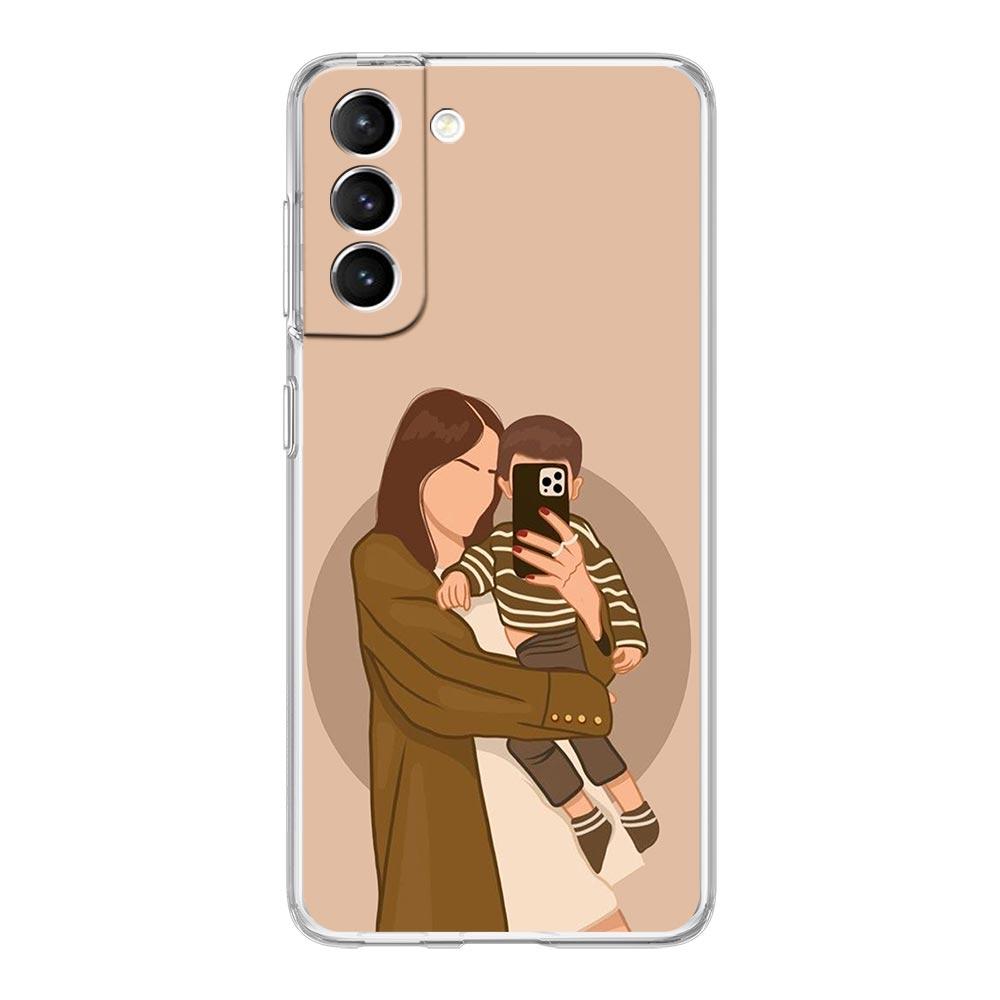 Phone Case For Samsung Galaxy S24 Plus S23 S22 S21 S20 FE Ultra 5G S10 S10E S9 Soft Clear Silicone Cover Baby Girl Mom Family