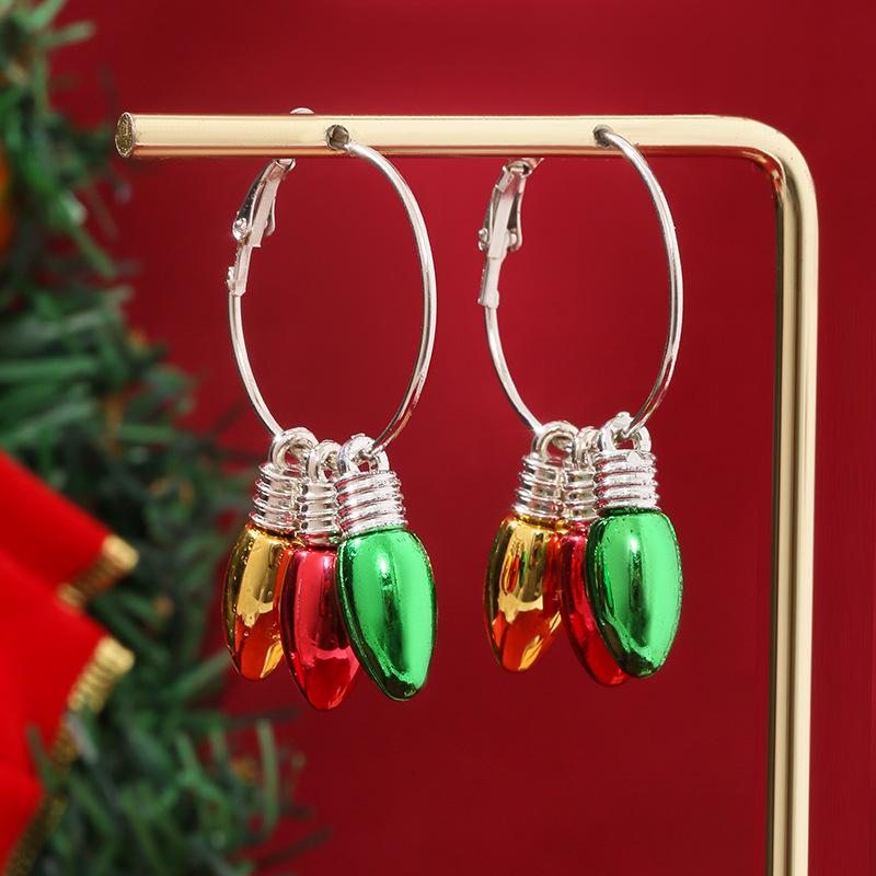 

European-American Creative Christmas Earrings: Festive Bells & Tree Studs