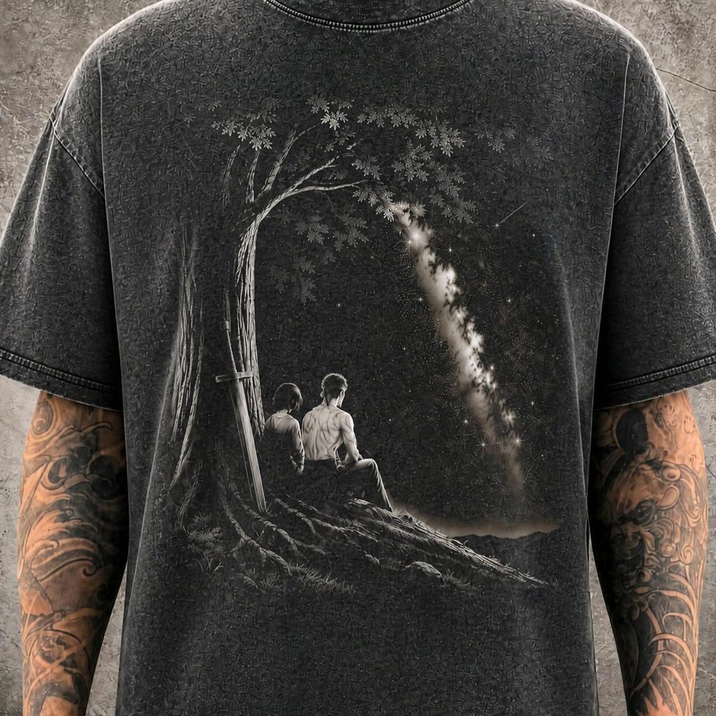 Berserk Guts Casca Mineral Washed Graphic Shirt | Heavyweight Oversized Tee | Vintage Streetwear