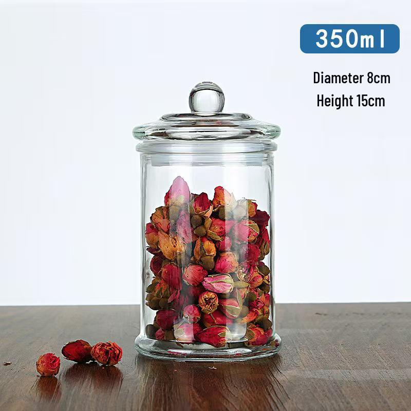 In-Stock Dustproof & Moistureproof High-Borosilicate Glass Tea Storage Canister with Sealed Lid and Large Capacity