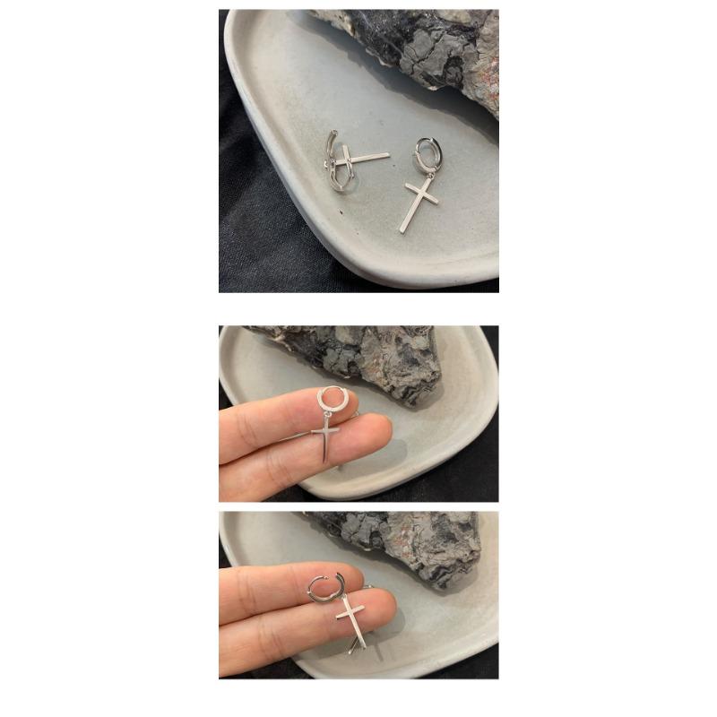 Hip Hop Punk Cross Stud Earrings Personality Trendy Jewelry For Men And Women