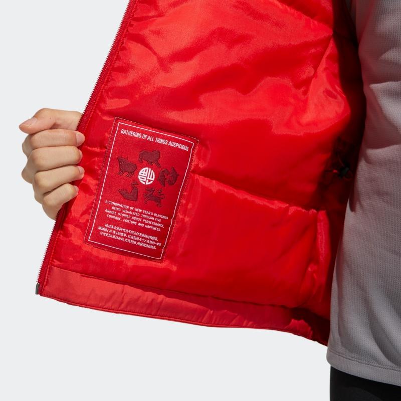 Adidas Cny Series W X-Bu Jacket Casual Sports Hooded Cotton Coat Winter Women Jackets Crimson GN7377