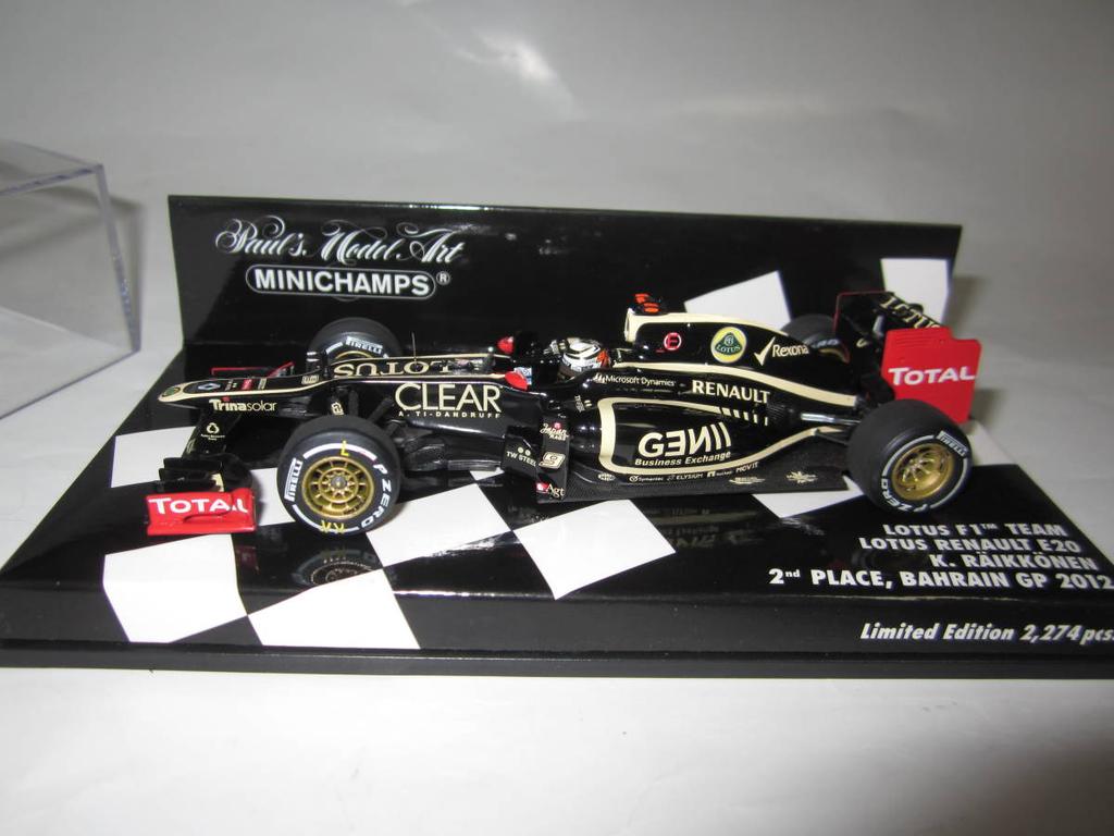 [USED]PMA Mini Champs 1/43 Lotus E20 Renault No. 9 2012 Bahrain GP 2nd Place Kimi Räikkönen (Antenna Added)