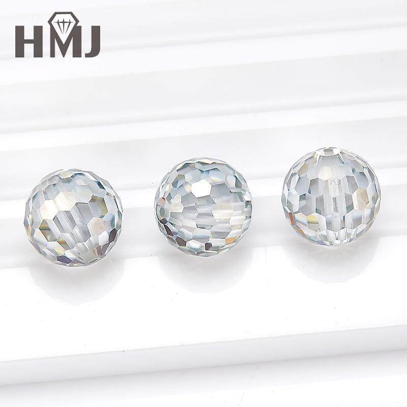 Factory Sale Loose Moissanite Round Shape Ball Beads Lab Grown Diamond Stones White Blue Black DIY Jewelry Making