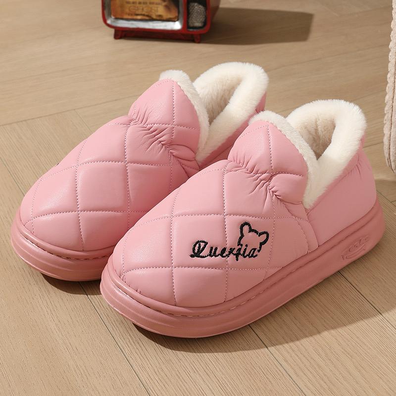 Roztomilé medvídkové nepromokavé bavlněné boty Dámské jednobarevné s tlustou podrážkou Platforma Sněhule Pohodlné Nadýchané Krátký plyš Botas Boty