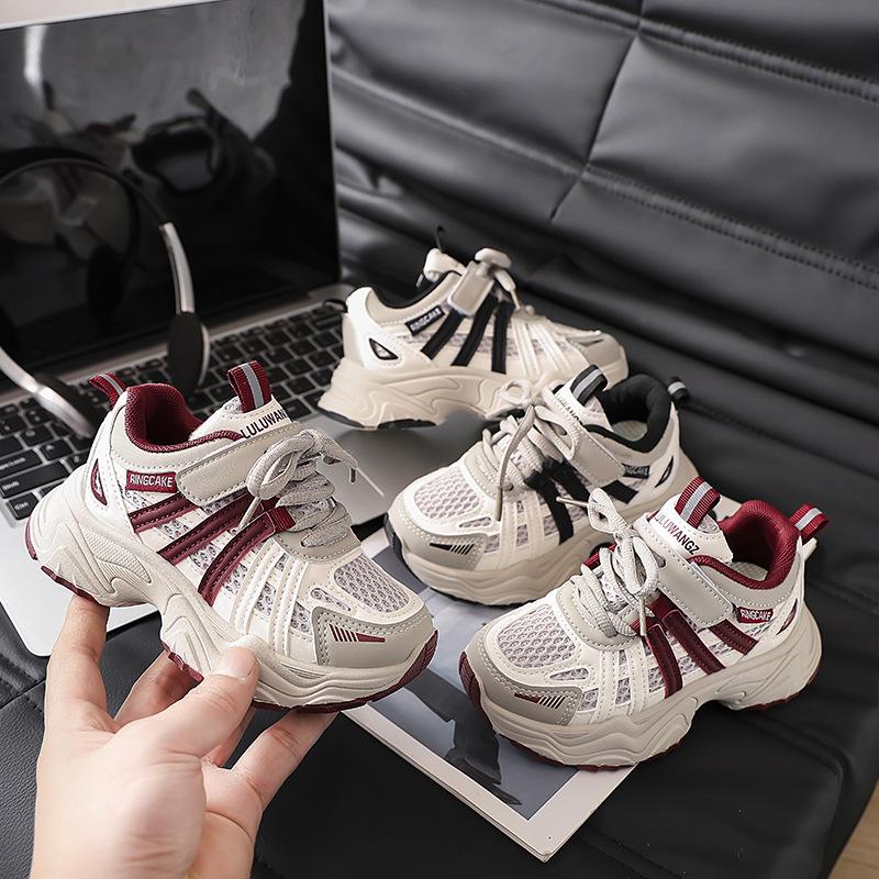 2025 Spring and Summer New Student Sports Shoes Middle and Older Children's Sports Shoes Mesh Dad Shoes Manufacturer EVA Sole