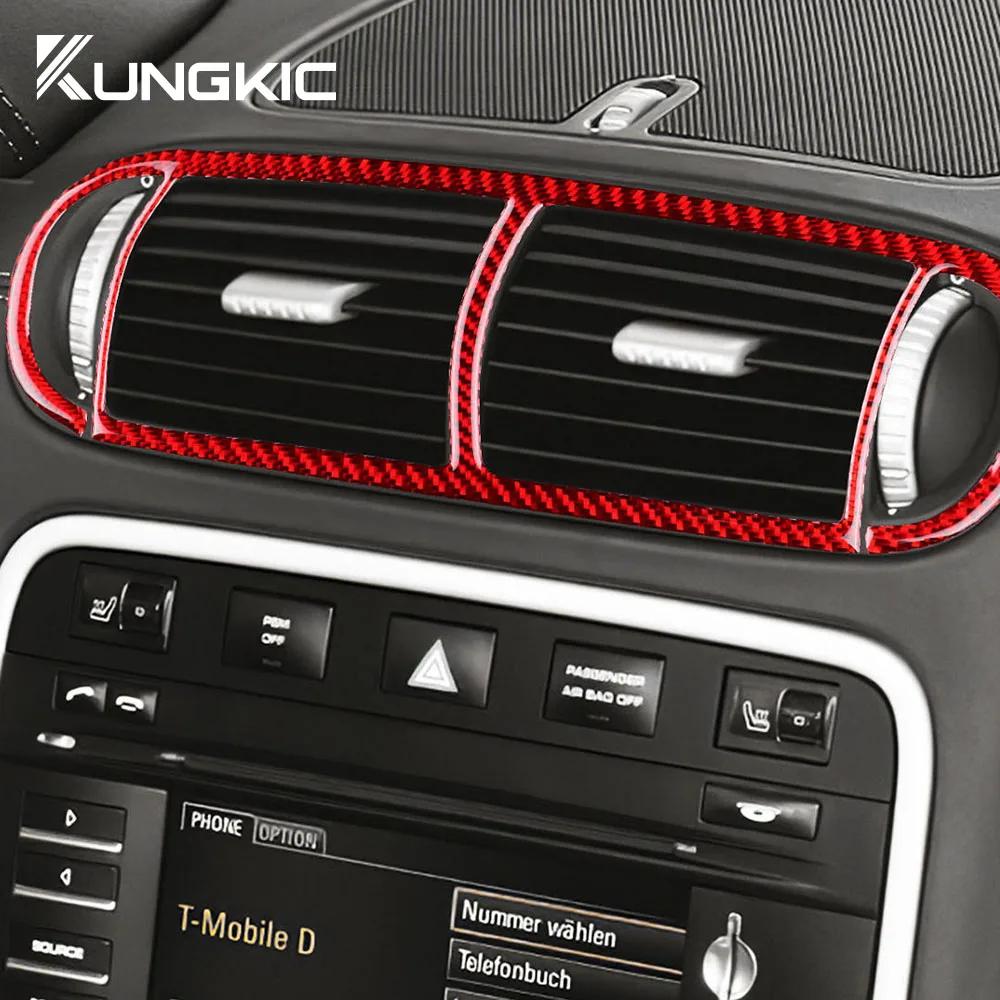Per Porsche Cayenne 2003 2004 2005 2006 2007 2008 2009 2010 Vera Fibra di Carbonio Morbida LHD RHD Adesivo Bocchetta Aria Centrale Accessori