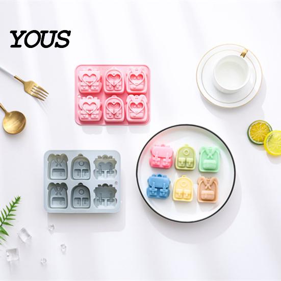 Nonstick Silicone Bakeware Backpack Mold, 6 Cavity School Bag Shape Baking Tool, Chocolate Jelly Candy Maker Durable Flexible Tray for And