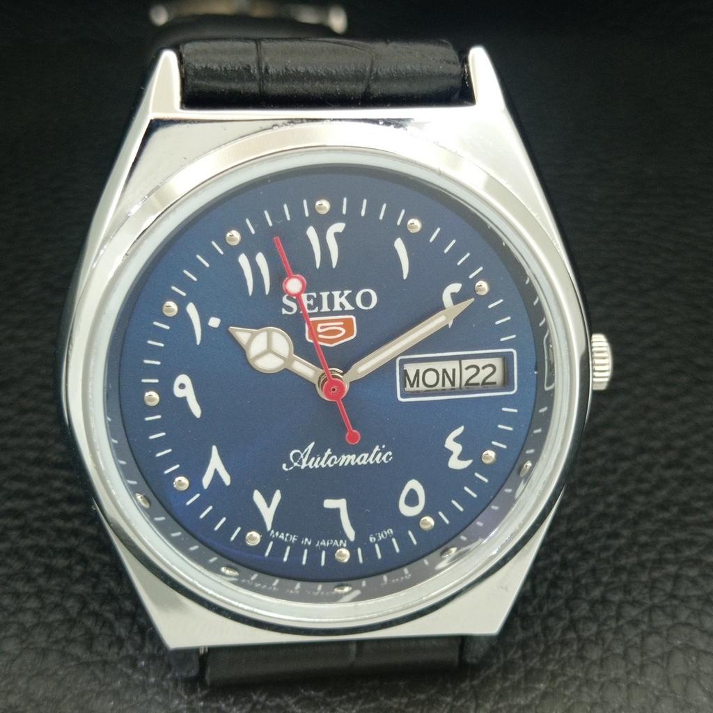 VINTAGE SEIKO 5 AUTOMATIC 6309A REFURBISHED JAPAN MENS BLUE DIAL WATCH a442582-1