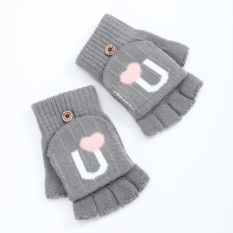 Botvotee Black Gloves Fingerless Gloves Women Winter Women Arm Warmers Knit Y2k Accessories Fashion Pink Love Cute Arm Sleeve