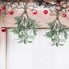 Artificial Mistletoe Pick Frosted Faux Cedar Spray Decorative Christmas Decoration Festive Mistletoe Garland for Party Decor
