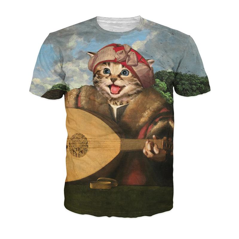Bláznivá Vtipná Zvířecí Vzor 3D Tištěná Trička Hip Hop Streetwear Kulatý Výstřih Krátký Rukáv Pánská a Dámská Unisex Trička
