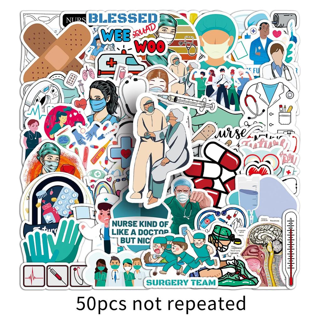 50 Doctor Occupation Graffiti Stickers Personalized Creative Decorative Water Cup Mobile Phone Case Computer Suitcase Stickers