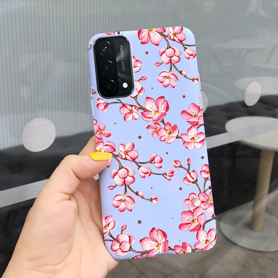 A74 Fodral För OPPO A74 CHP2219 Fodral Lyxigt Fjäder Dinosaurie Daisy Mönster Bakre Skydd För OPPO A74 5G CPH2197 A 74 Mjuk Capa