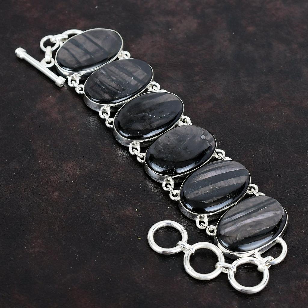 Hypersthen Edelstein Armband antiker handgefertigter Schmuck 925 Sterlingsilber Armband verstellbares Kettenarmband Damenarmband Verlobungsgeschenk