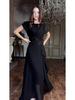 Elegant Autumn 2025 Women's Short Sleeve Long Dress