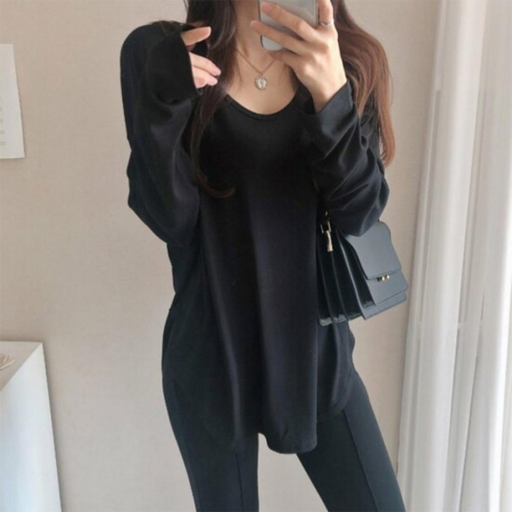 New Arrivals Open RUn Women U Neck Loose FiT Long Sleeve T shirT