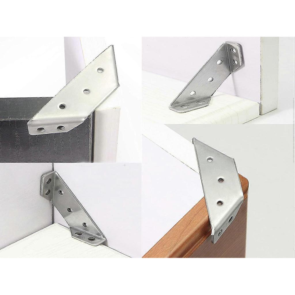 4pcs Stainless Steel Corner Braces, Triangle Brackets, Table Chair Furniture Joints Corner Connectors