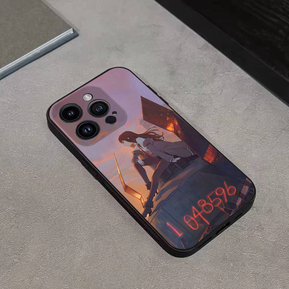 Steins Gate Anime Phone Case For iPhone 16,15,14,13,12,11 Plus,Pro Max,XS,X,XR,SE,Mini,8,7,Soft Silicone Black Cover