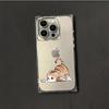 Square Back Tube Protection Clear Case For iPhone 12 13 11 16 ProMax 15 Plus 14 Pro Max Anti-Oxygen,Flower Cat And Mouse Eye Contact Pattern Casing
