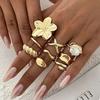 Ingemark 9Pcs/Set Vintage Elegant Imitation Pearl Flower Rings Women Creative Irregular Open Finger Ring Wedding Banquet Jewelry