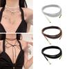 2 Stück Lange Seil Halskette Wildleder Seil Fliege Choker Halskette Modeschmuck Halsband Schlüsselbein Kette Halskette