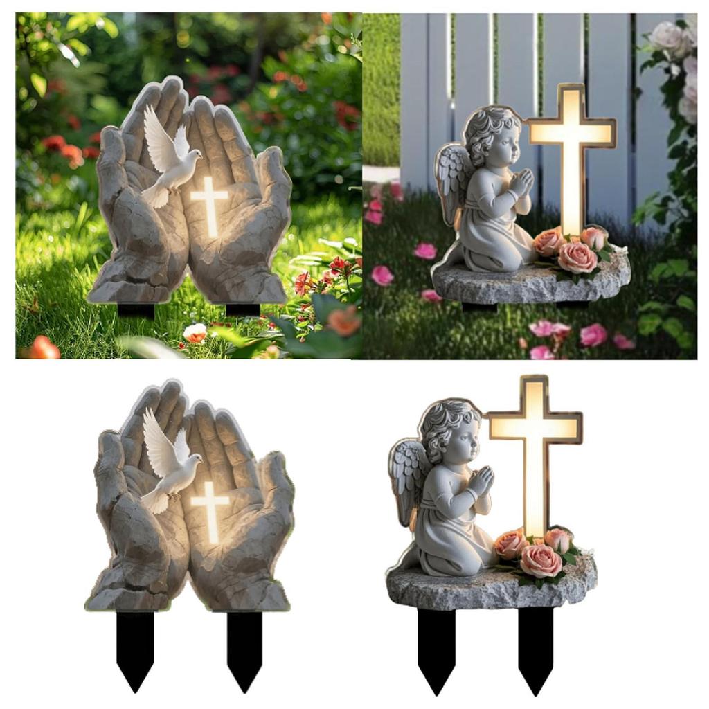 2D Yard Sign Decorative Cross Garden Stake Garden Accessory,Prop,Stylish,Acrylic Flat Decor Flower Pot Ornament for Farmhouse