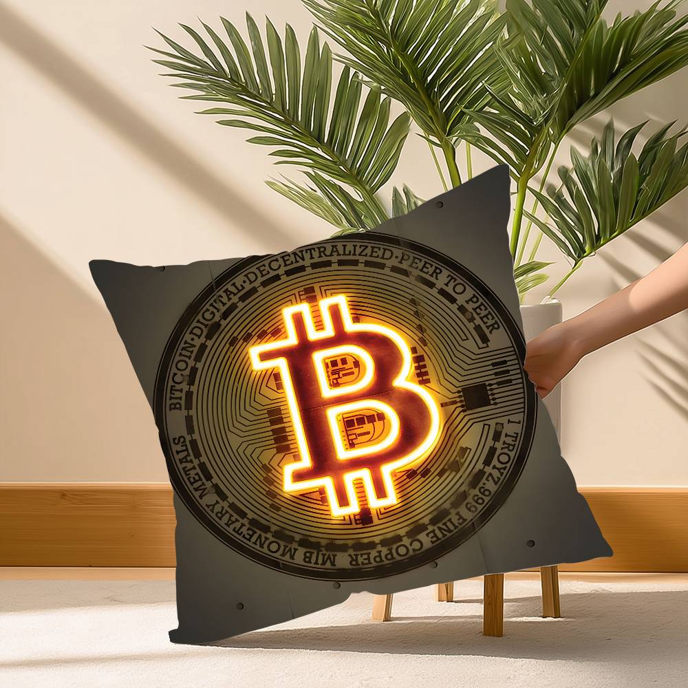 

Cool Popular B-BitcoinS Logo Pillow Case Soft Plush Fabric Double Sided Print Decorative Home Living Room Gift Cushion 30cm x 30cm
