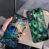 Custodia per Telefono con Piume di Pavone per Samsung A25 A13 A33 5G A54 A36 A35 A56 A52 A14 Copertura in Vetro Antiurto