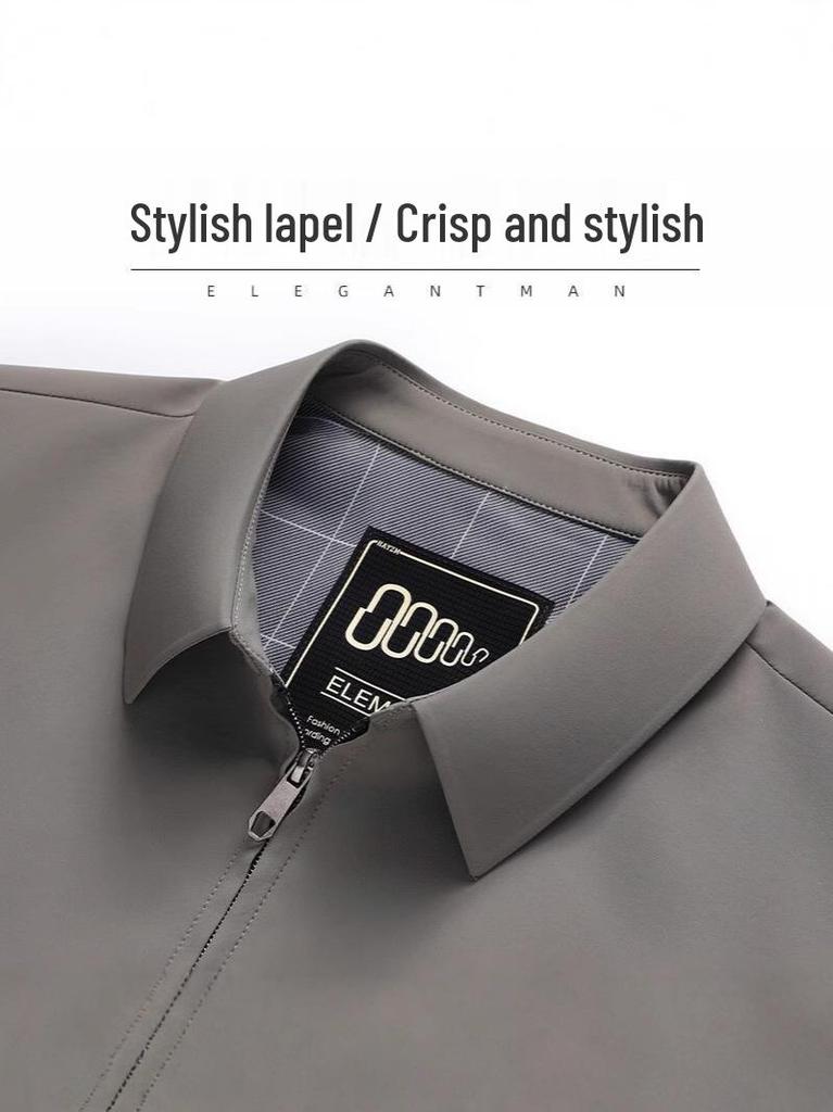 Men's Windproof No-Iron Business Casual Lapel Jacket for Spring and Autumn