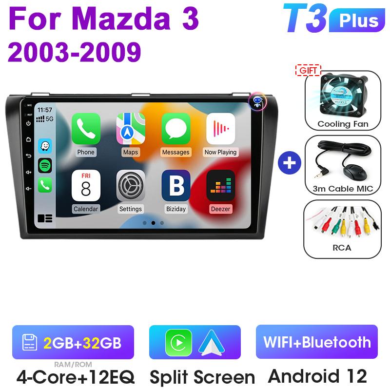 For Mazda 3 2003 2004-2009 2 Din Android 12 Car Radio GPS Navigation 4G WIFI Carplay Auto Intelligent Systems Smart Autoradio