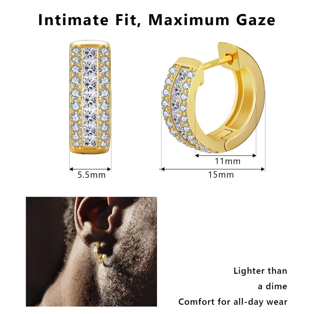 14K Gold Plated 925 Sterling Silver Cool Cubic Zirconia Cuban Link Chains Hoops Women Jewelry Birthday Gift Hoop Earrings Men