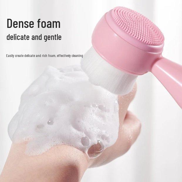 **"Double-Sided Face Wash Brush: Soft Bristle & Silicone Cleanser for Blackheads and Pore Cleansing"**