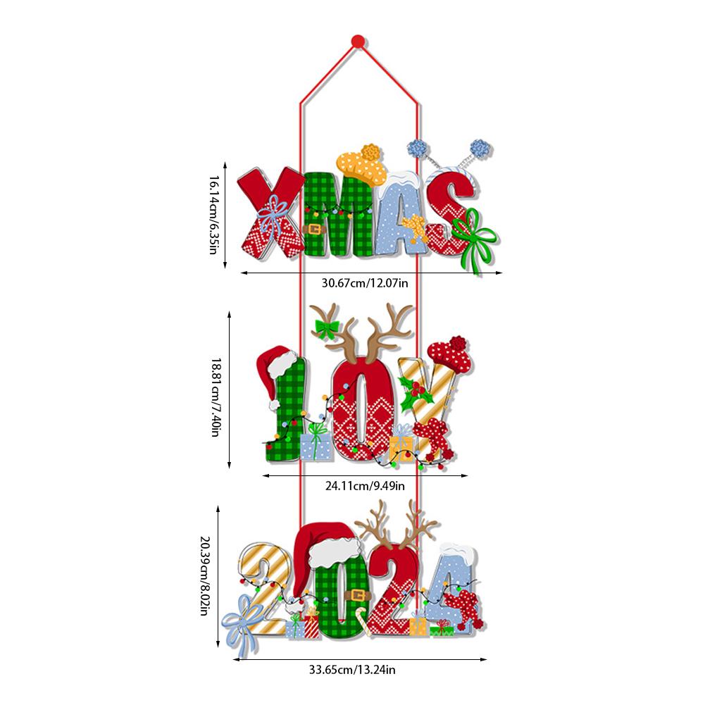 2024 Christmas Door Hanger New Year Party Pendants Santa Claus Snowman Elk Paper Banner Merry Christmas Decoration for Home