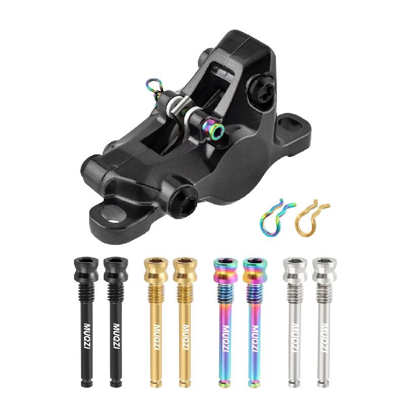 MUQZI 2pcs Titanium Bolts Bicycle Disc Brakes Caliper Lightweight Mounting Screws Road MTB Disc Brake Pad Bolts with Fixing Clip