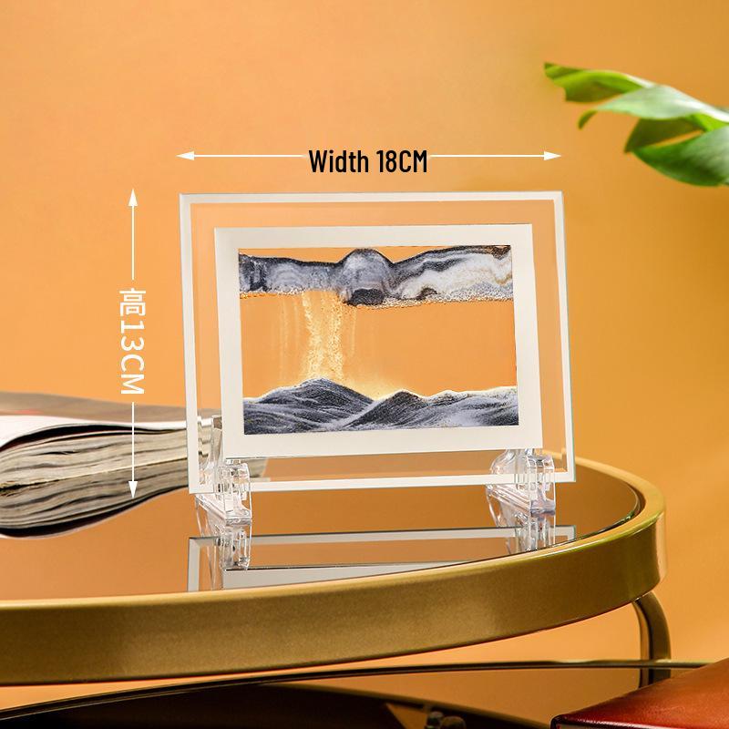 Ornament 3D Ruchomy Piasek Lustrzane Krawędzie Kwadratowy Obraz do Salonu - Szklana Dekoracja Rękodzieła Zestaw na Prezent