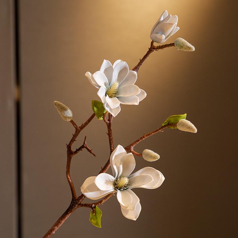 High-End Artificial Silk Magnolia Flower Arrangement - Classical, Elegant Dried Flower Set for Home Decor